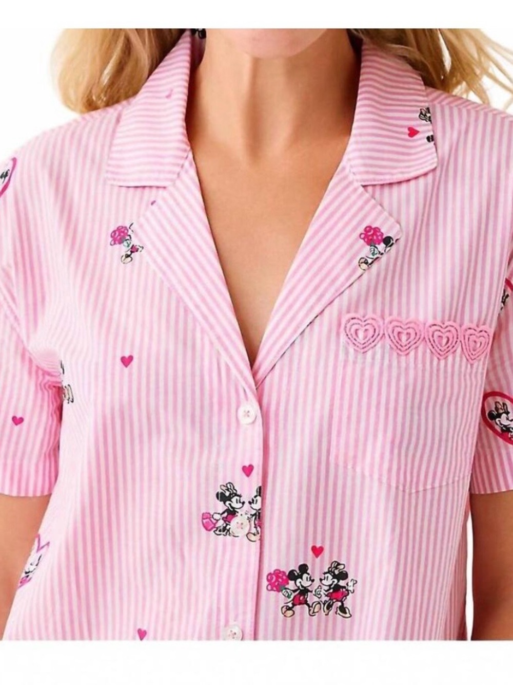 Lilly Pulitzer Pink Heart & Floral Short Pajama Top - Picture 3 of 4